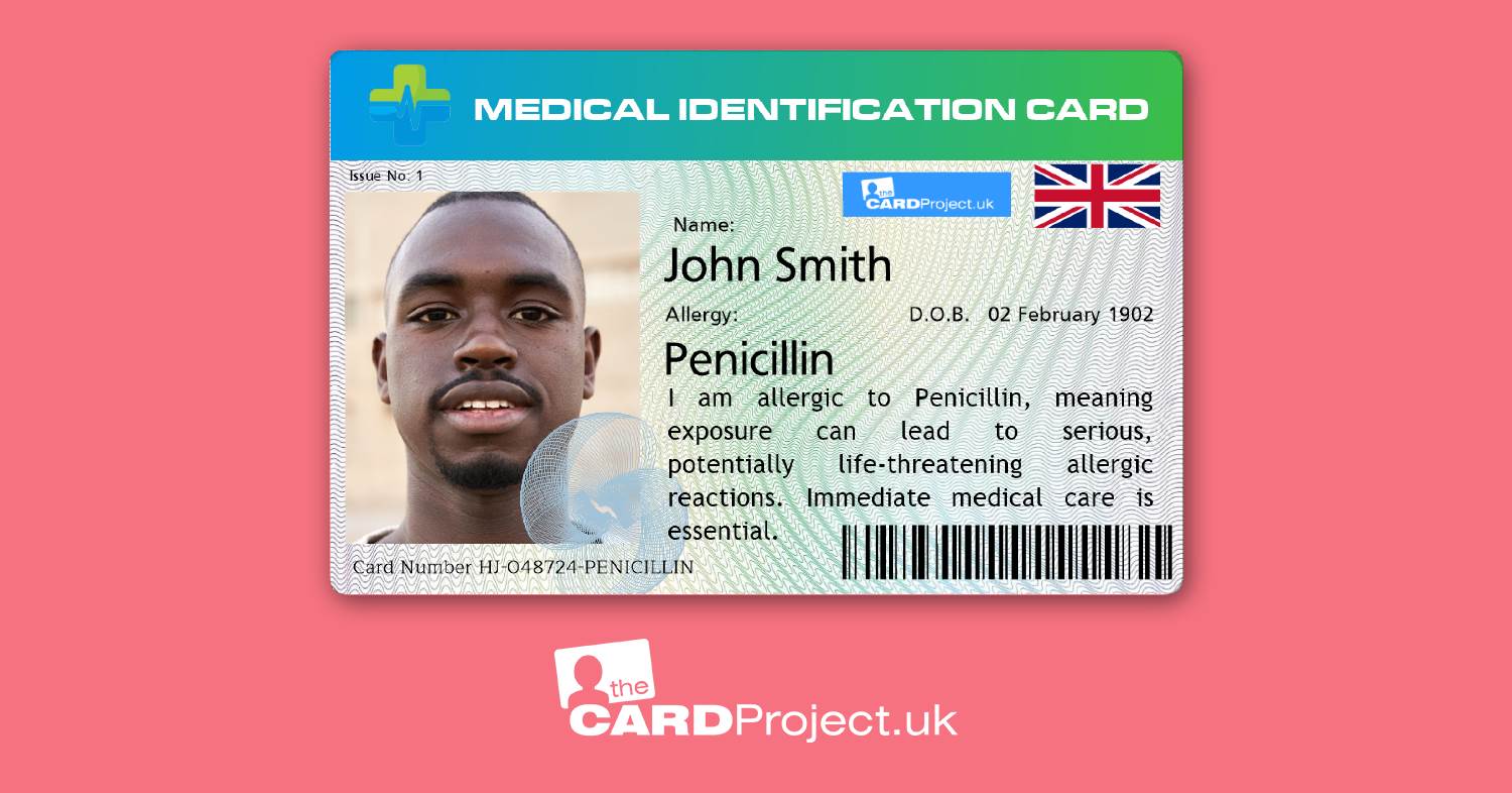 Premium Penicillin Allergy Medical ID Card (FRONT)
